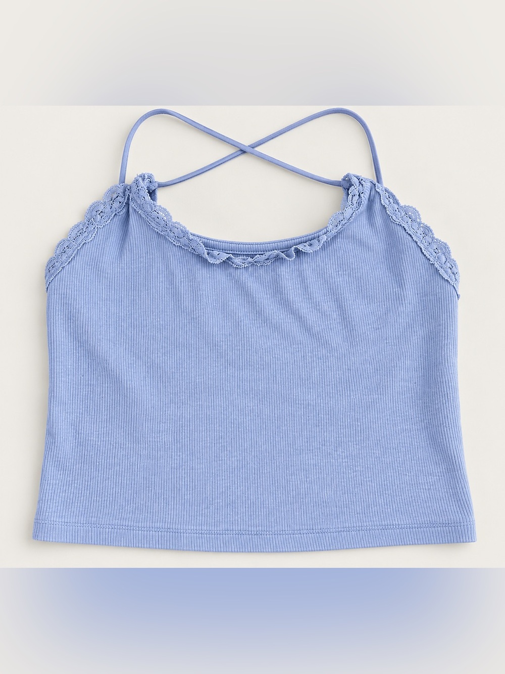 American Eagle Strappy Go Lucky Cropped Lace Tank Top Blue Women’s Medium
